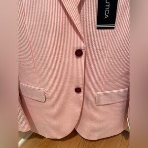 Nautica Pink Striped Seersucker Blazer - Size 36R